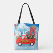 Tote Bag Dachshund Chien en livraison de Noël Camion Neige (Dos)