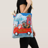 Tote Bag Dachshund Chien en livraison de Noël Camion Neige (De près)