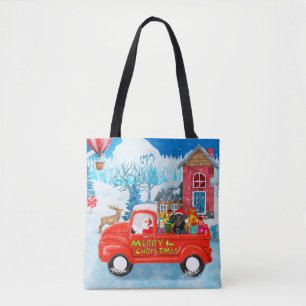 Tote Bag Dachshund Chien en livraison de Noël Camion Neige