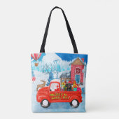 Tote Bag Dachshund Chien en livraison de Noël Camion Neige (Dos)
