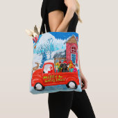 Tote Bag Dachshund Chien en livraison de Noël Camion Neige (De près)