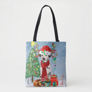 Tote Bag Dachshund Chien en neige avec cadeaux de Noël