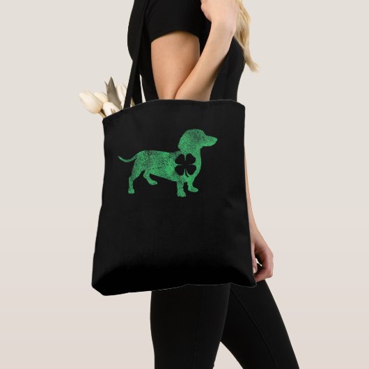 Tote Bag Dachshund Chien Shamrock St. Patrick's Day Saint P (De près)