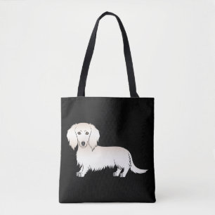 Tote Bag Dachshund de dessin animé à poil long crème sur fo