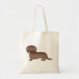 Tote Bag Dachshund de dessin animé aux longs poils marron c