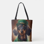 Tote Bag Dachshund Dog en tenue de la Saint Patrick (Dos)