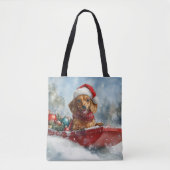 Tote Bag Dachshund Dog in Sledge Let it neige Noël (Devant)