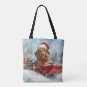 Tote Bag Dachshund Dog in Sledge Let it neige Noël (Dos)