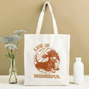 Tote Bag Dachshund drôle "La vie est pleine de vie" Terraco