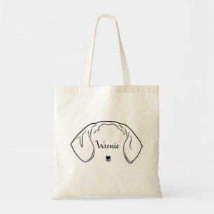 Tote Bag Dachshund Ears Line Dessin Illustration minimale