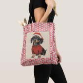 Tote Bag Dachshund Et Arbres De Noël, Chien Wiener, (De près)