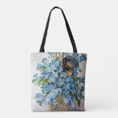 Tote Bag Dachshund et Forget-Me-Nots (Dos)