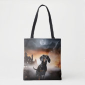Tote Bag Dachshund Halloween effroi (Devant)