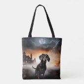 Tote Bag Dachshund Halloween effroi (Dos)