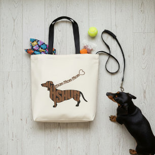 Tote Bag Dachshund Maman - Doxie noire et bronzée - Leash d