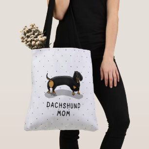 Tote Bag Dachshund Maman (S noir & tan) Mignonne maman chie