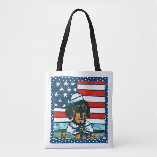 Tote Bag Dachshund Marine  (Devant)