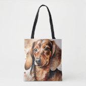 Tote Bag Dachshund marron (Devant)