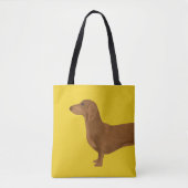 Tote Bag Dachshund peint sur Jaune (Devant)