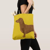 Tote Bag Dachshund peint sur Jaune (De près)