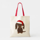 Tote Bag Dachshund Père Noël - Chocolat à poil long (Dos)
