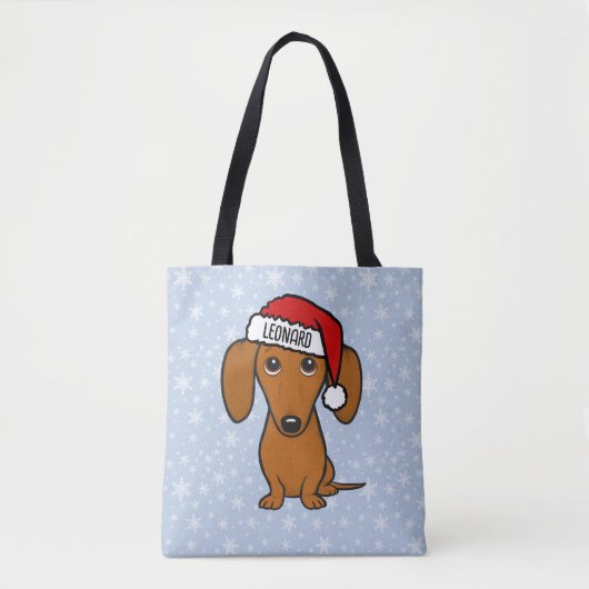 Tote Bag Dachshund Père Noël mignonne Noël Wiener Chien vac (Devant)