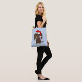 Tote Bag Dachshund Père Noël Nom personnalisé (Sur le modèle)