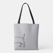 Tote Bag Dachshund Simple Chien Line Dessin Nom personnalis (Dos)