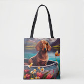 Tote Bag Dachshund sur une pagaie : une aventure Pittoresqu (Devant)