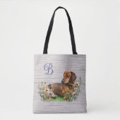 Tote Bag Dachshunds Les Deux Côtés Monogramme Initial (Devant)
