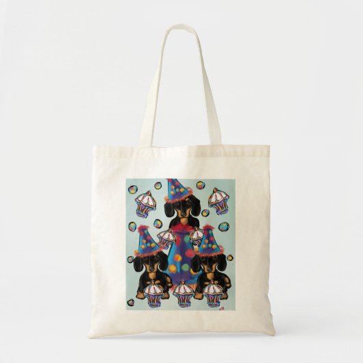 Tote Bag Dachshunds noir et feu (Devant)