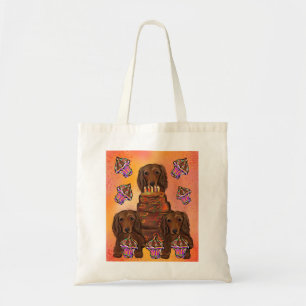 Tote Bag Dachshunds Rouges à Poils Longs