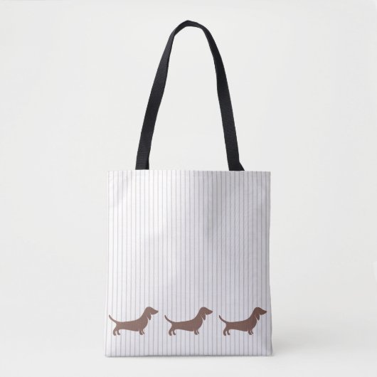 Tote Bag Dachshunts Brown sur bandes beiges (Devant)