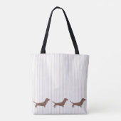 Tote Bag Dachshunts Brown sur bandes beiges (Dos)