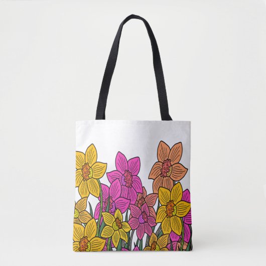 Tote Bag Daffodils colorés Fleurs Design (Devant)