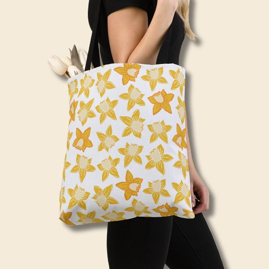 Tote Bag Daffodique jaune printanier motif floral