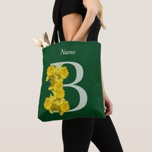 Tote Bag Daffodique Monogramme Initial B Votre Nom (De près)