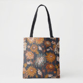 Tote Bag Dahlia et chrysanthèmes audacieux sans couture mot (Devant)