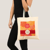 Tote Bag Dahlia Fleurs, Orange Dahlia, Monogramme (Devant (produit))