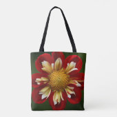 Tote Bag Dahlia floral à collerette rouge (Dos)