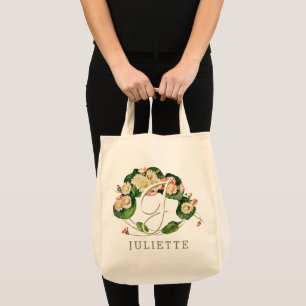 Tote Bag Daisies Wreath with Monogram & Name to Personalize