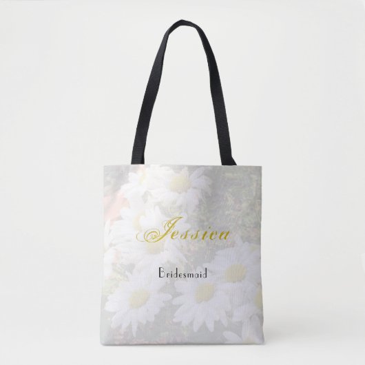 Tote Bag Daisy Arrière - plan Yellow et Grey Bridesmaid (Devant)