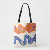 Tote Bag Daisy Groove Bleu, orange, violet, vert et crème (Devant)