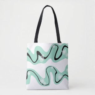 Tote Bag Daisy Groove en vert, noir et blanc