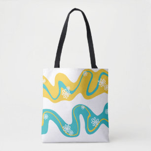 Tote Bag Daisy Groove - Turquoise et jaune