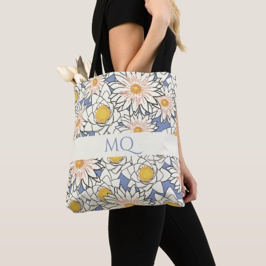 Tote Bag Daisy Monogram Spring Floral (De près)