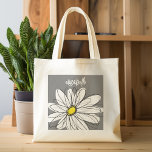 Tote Bag Daisy tendance avec gris et jaune<br><div class="desc">Un morceau d'art zen et fantaisiste,  hipster. Vous pouvez ajouter un nom,  un monogramme ou un autre texte personnalisé. Si vous avez besoin de déplacer l'art autour,  cliquez sur le bouton personnaliser pour apporter des modifications.</div>