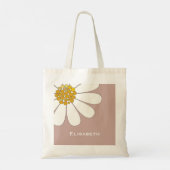 Tote Bag Daisy-white design floral personnalise le nom (Dos)
