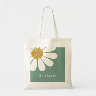 Tote Bag Daisy-white design floral personnalise le nom