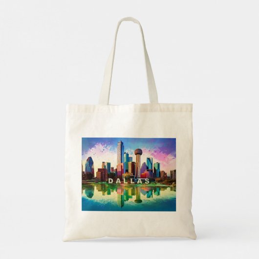 Tote Bag Dallas Skyline Art Abstrait (Dos)